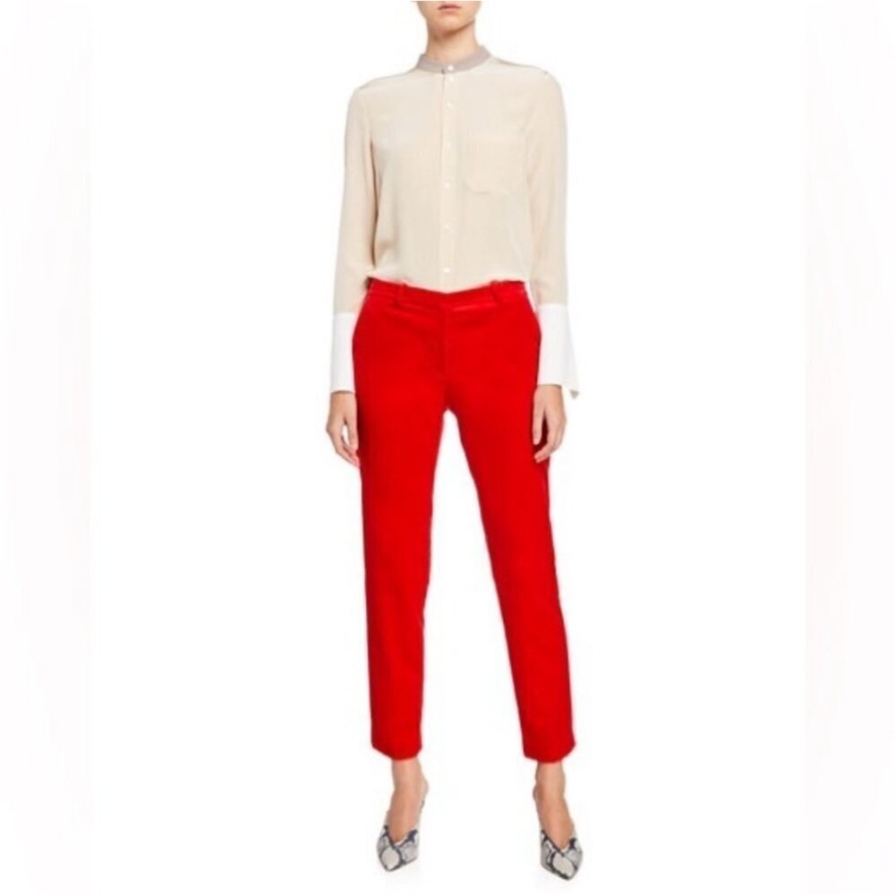 Theory ❤️ Red Velvet Stretch Pants Tailored Trouser